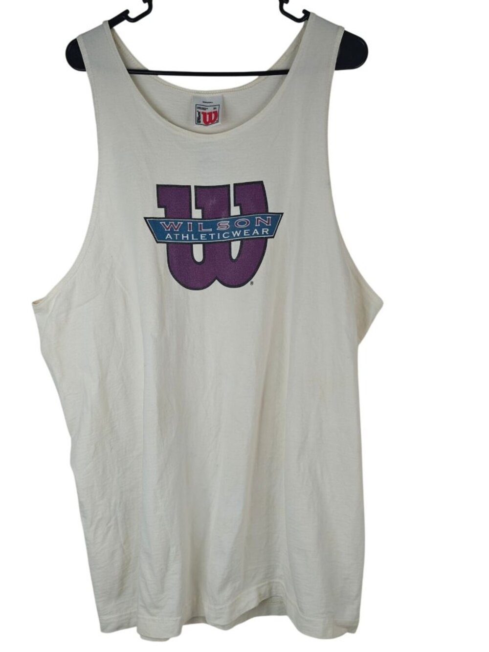Vintage Wilson Athletic Tank Top Men's White XL 100% Cotton Graphic Logo